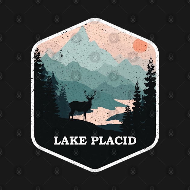 Lake Placid New York NY Vintage Mountains Hiking Souvenir by kalponik