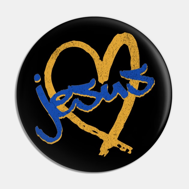 I Love Jesus Vintage 80's & 90's Blue and Gold Pin by Family journey with God