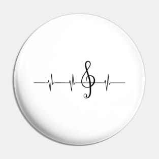 Music Pulse Musician Heartbeat Clef Pin