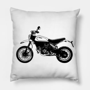 Scrambler Bike Black and White Color Pillow