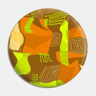 Mazipoodles Psychedelic Egyptian Collage Cinnamon Brown Lime Green Pin