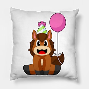 Horse Birthday Party hat Balloon Pillow