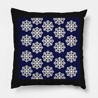 Navy and White Winter Wonderland Snowflake Print Pillow