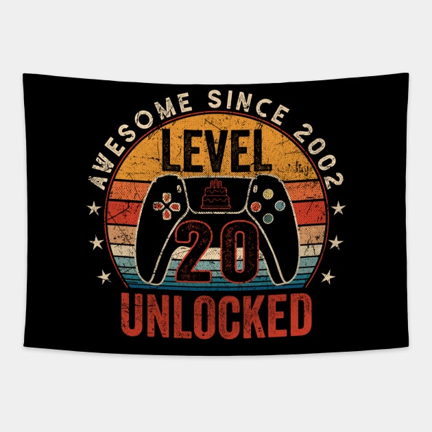 Vintage Level 20 Unlocked Video Gamer 20th Birthday Tapestry by ArifLeleu