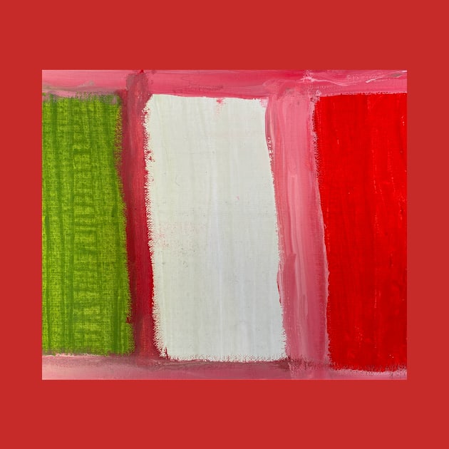 The Italian Flag With Unusual  Unique Pinkish Background by PodmenikArt