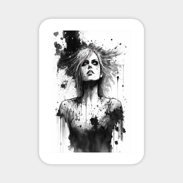 Haunted Ink Painting of a Woman Magnet by TortillaChief