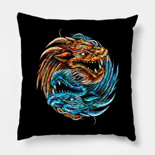 Dragon Yin Yang Backprint Pillow