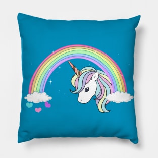 Unicorn Rainbow with Sparkles and Hearts no words wording Pillow