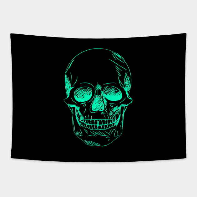 Artistic Linear Skull Tapestry by Cds Design Store