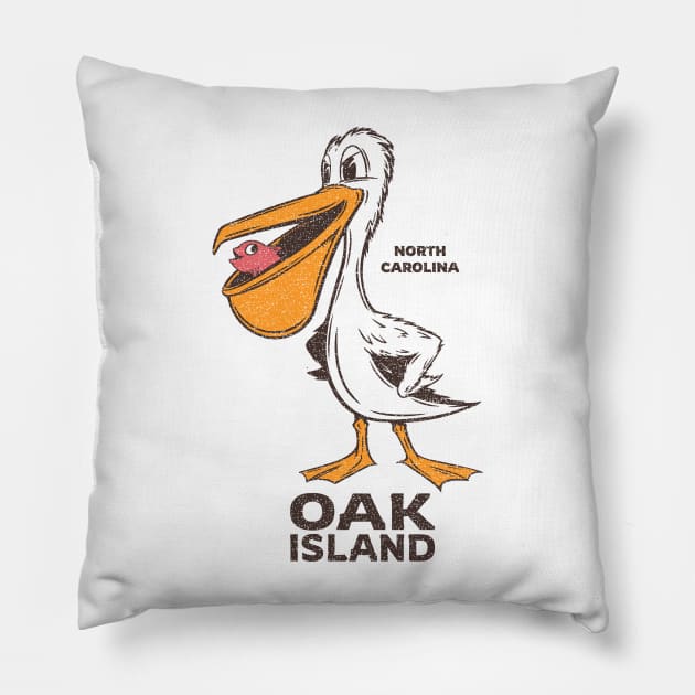 Oak Island, NC Summertime Vacationing Pelican & Fish Pillow by Contentarama