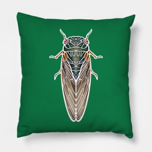 Art Nouveau Cicada White Outline Pillow