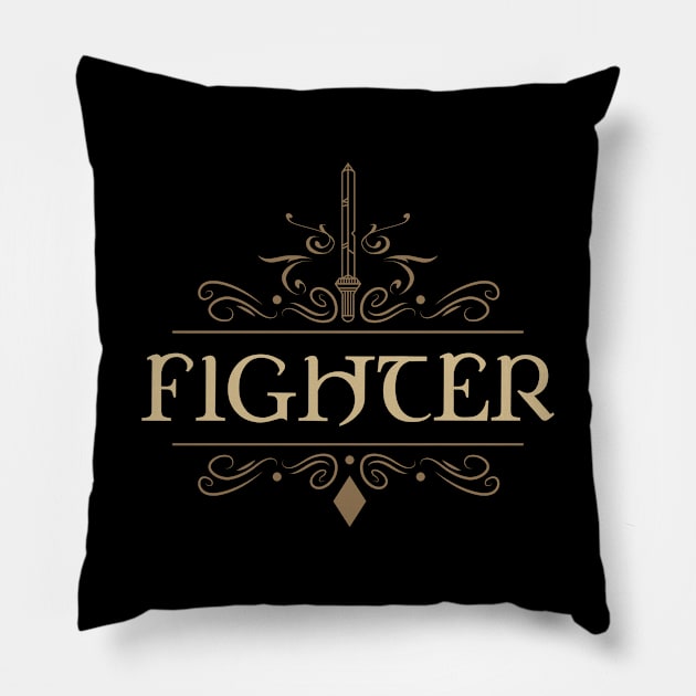 Fighter Character Class Tabletop RPG Pillow by dungeonarsenal