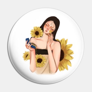 Thanaka and sunflowers Pin