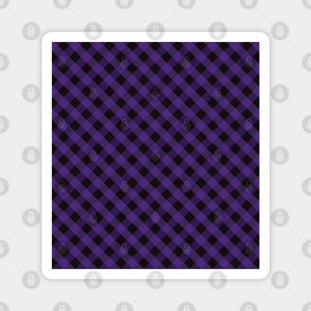 Halloween Purple and Black Check Gingham Plaid Magnet by squeakyricardo