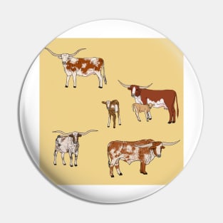 Texas Longhorn Pattern Yellow Pin