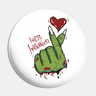 Happy Halloween Finger Heart Pin