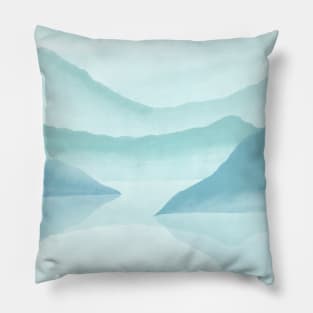 Blue mountain lake Pillow