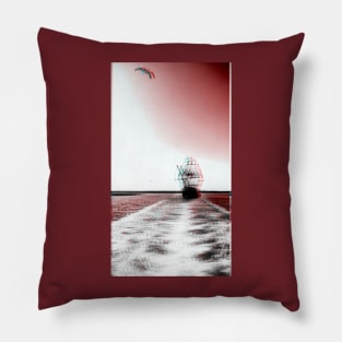 Boat and seagull - 3d effect Pillow