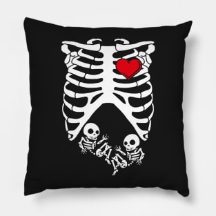 Spooky Skeleton Costume Pregnant Mommy of Twins Pillow