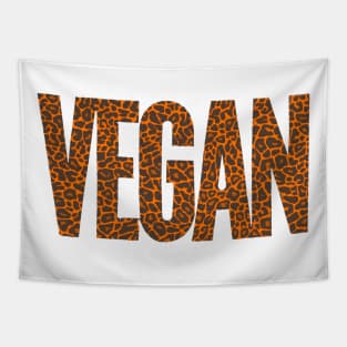 Vegan Word Art T-Shirt | Bright Orange Animal Print Letters #3 Tapestry