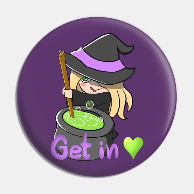 Halloween Witch with Cauldron Pin by daywears