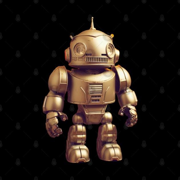 Charming Cyborg in Gold - Golden Toy Robot by Lematworks