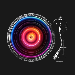 Turntable - spinning record - neon lights version T-Shirt