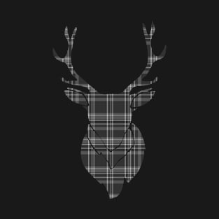 Rustic Tartan Pattern Stags Head T-Shirt