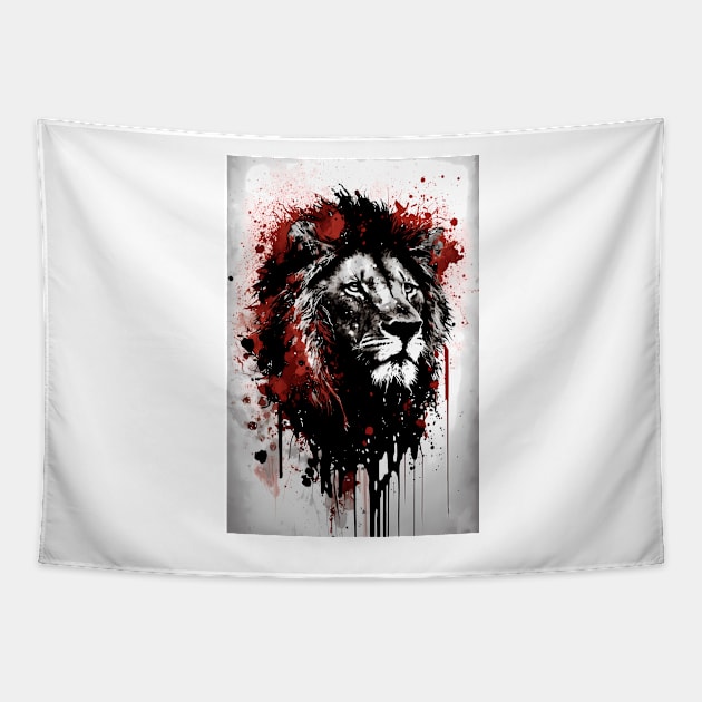 Lion Ink Painting Tapestry by TortillaChief