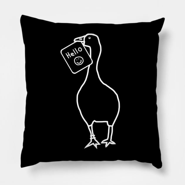 White Line Goose with Stolen Greeting Pillow by ellenhenryart