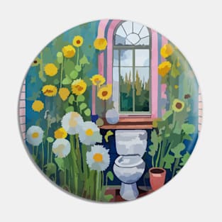 watercolor flowers growing in bathroom Pin