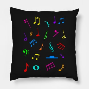 Musical Notes and Symbols Pattern Pillow