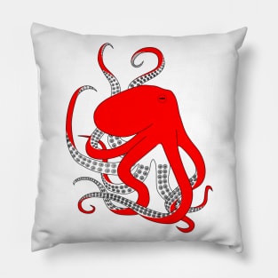 Hand drawn red octopus illustration Pillow