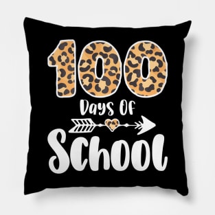 Happy 100Th Day Of School Leopard 100 Days Of School Teacher Pillow