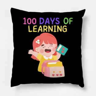 100 DAYS OF LEARNING Cute Kawaii School Girl Happy Student Pillow