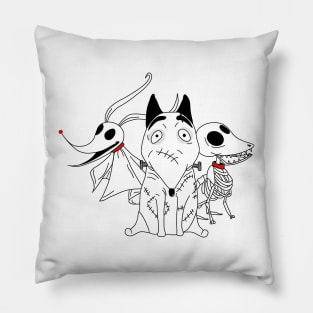 Sparky, Zero, and Scraps Pillow