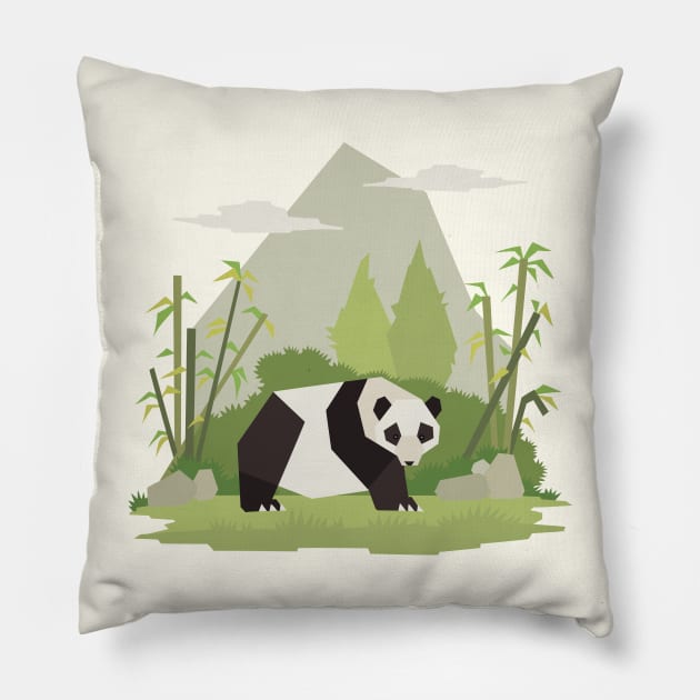 INTO THE WILD - PANDA Pillow by Rohan Dahotre