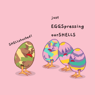 Colorful partially hatched chicks / hard boiled eggs - Easter. T-Shirt