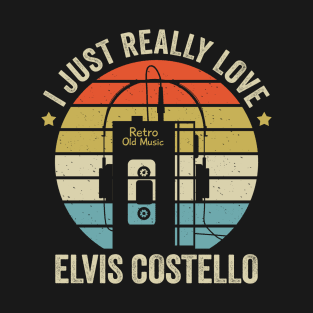 I Just Really Love Costello Retro Old Music Style T-Shirt