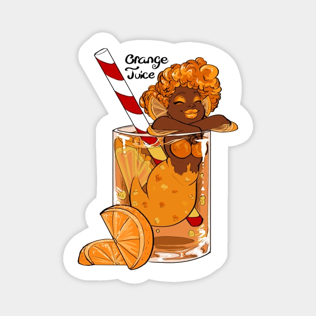 Orange Juice Mermaid Magnet by TessRosenthal