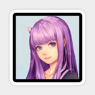 Purple Hair Anime Girl Magnet