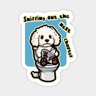 Dog reading on the toilet 95007 Magnet