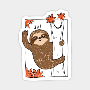 Sloth Say HI Magnet