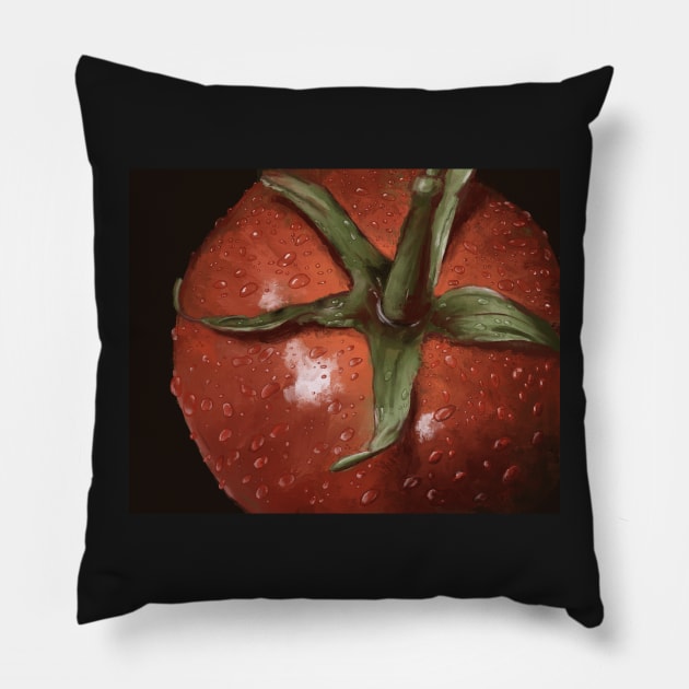 Tomato HyperRealistic Painting Pillow by missdebi27