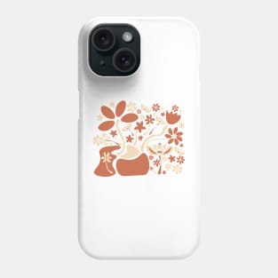 Terracotta and Sand Abstract Flowers Phone Case