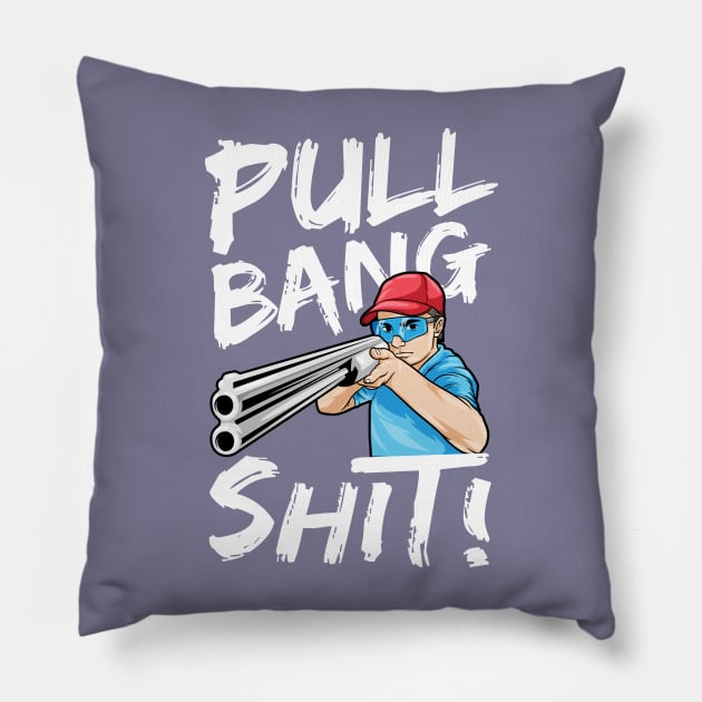 Skeet Shooting Shooter Shotgun Pillow by bigD