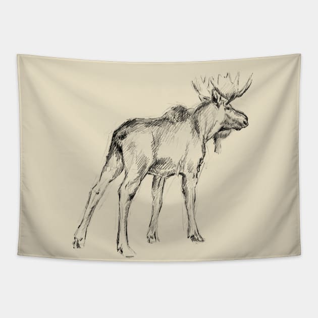 Bull Moose sketch Tapestry by RebeccaLatham