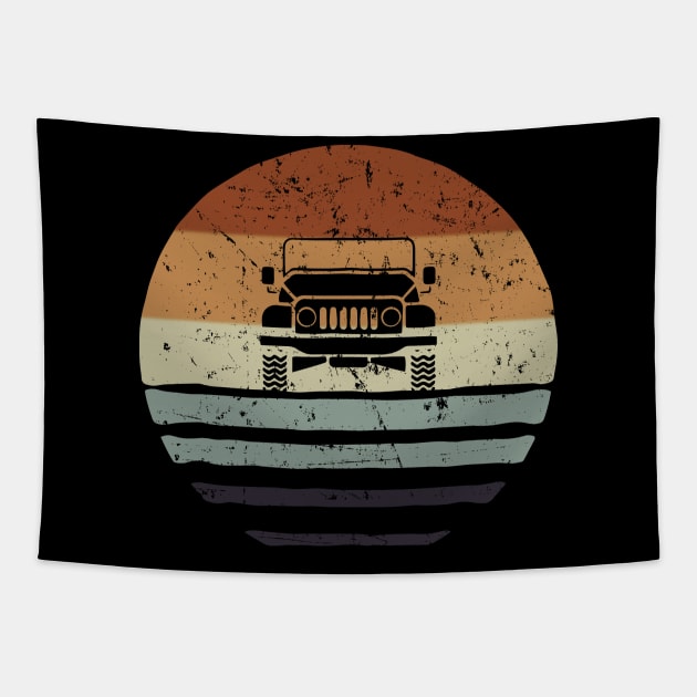 Jeep Tee Shirt Wrangler Lover Accessories Gift For Girl Men Women 4x4 Life Off Road Off Roading Vintage Adventure 70s 80s 90s Retro Clothing Tapestry by kokowaza