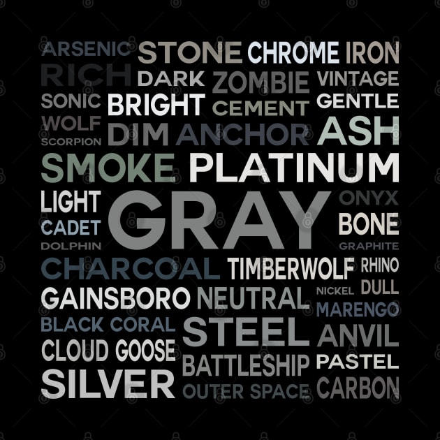 Word Cloud - Shades of Gray (Black Background) by inotyler