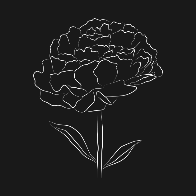 Minimalist Flower Line Drawing - Perfect Peony by PeachOnAWindowsill